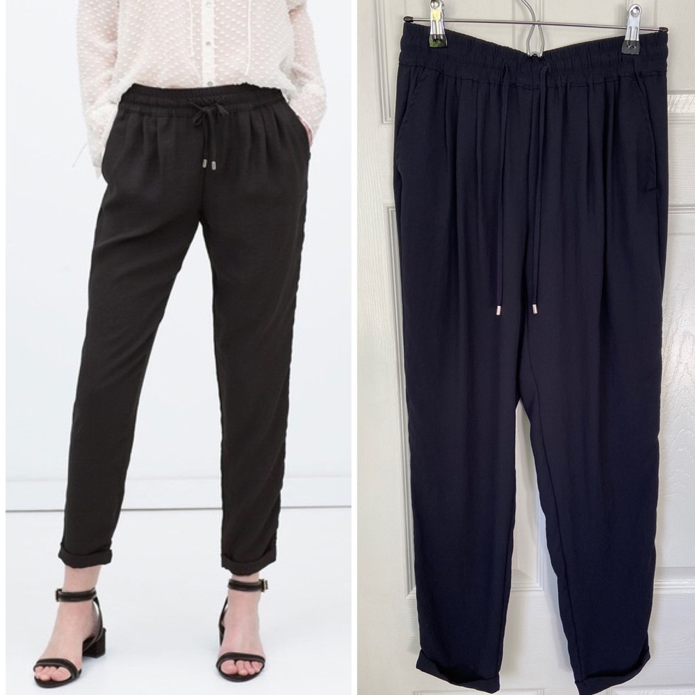 Zara Navy Blue Drawstring Trouser